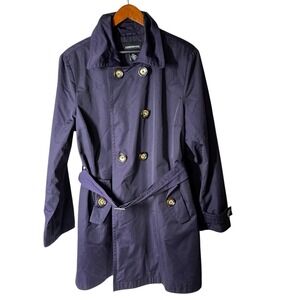 London Fog Women's Trench Coat XL Purple Double Breasted Belted Water Resistant